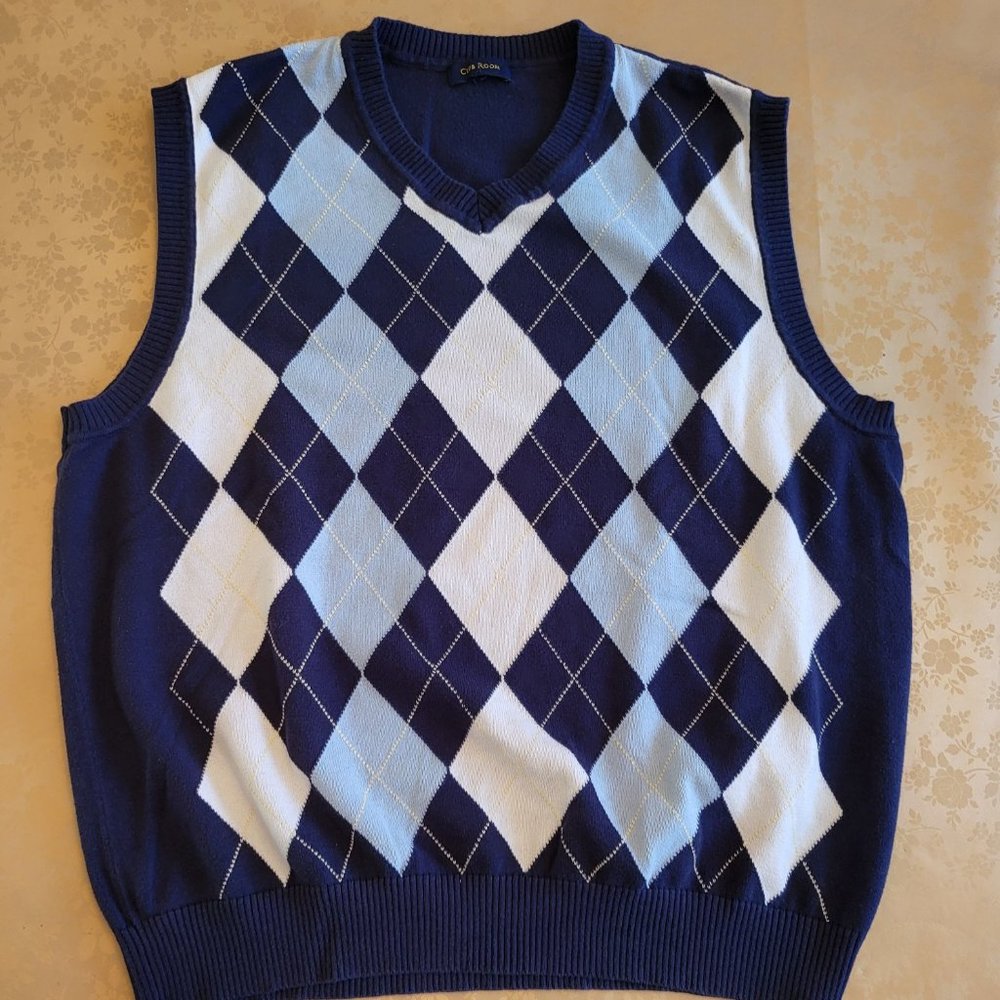Chaps blue and white argyle sweater vest
